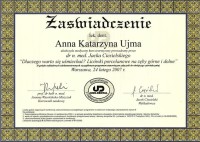 certyfikat Anna Pensiek
