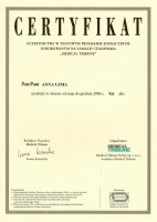 certyfikat Anna Pensiek