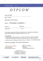 certyfikat Anna Pensiek