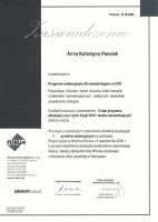 certyfikat Anna Pensiek