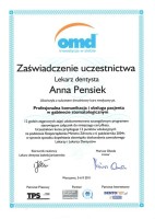 certyfikat Anna Pensiek
