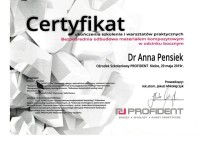 certyfikat Anna Pensiek