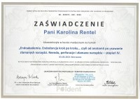Karolina Rental-Piwowarczyk Certyfikat
