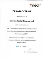 Karolina Rental-Piwowarczyk Certyfikat