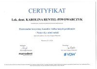 Karolina Rental-Piwowarczyk Certyfikat