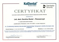 Karolina Rental-Piwowarczyk Certyfikat