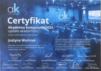 certyfikat Justyna Woźniak