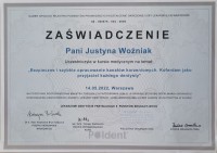 certyfikat Justyna Woźniak