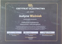 certyfikat Justyna Woźniak